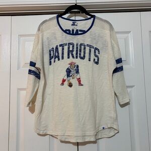 Women’s Patriots Burnout Long Sleeve Oversized Tee - Cream and Blue